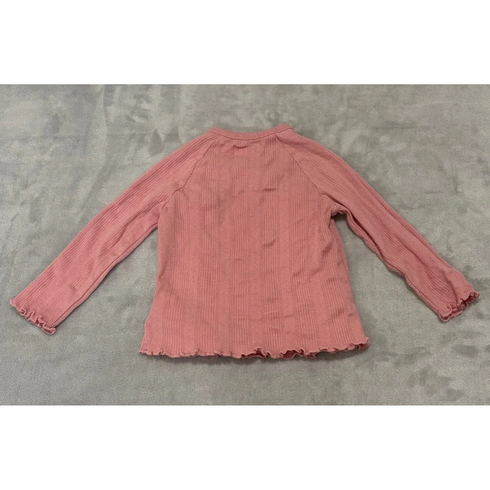 Ralph Lauren‎ Baby Girl Pink Pointelle Wrap Top Side Snap Ruffle 9M Long Sleeve